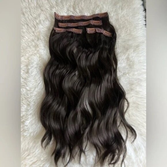Dark Brown Hair Extensions with Clips - Picture 2 of 4